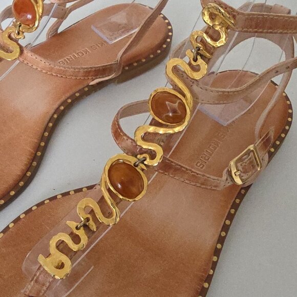 MAKIS KOTRIS | Handmade Greek Gladiator Sandals Leather Brown Sz 36 - Picture 2 of 7